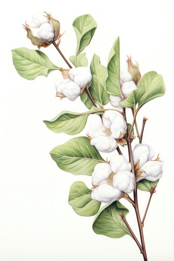 Branch cotton plant white. AI | Free Photo Illustration - rawpixel