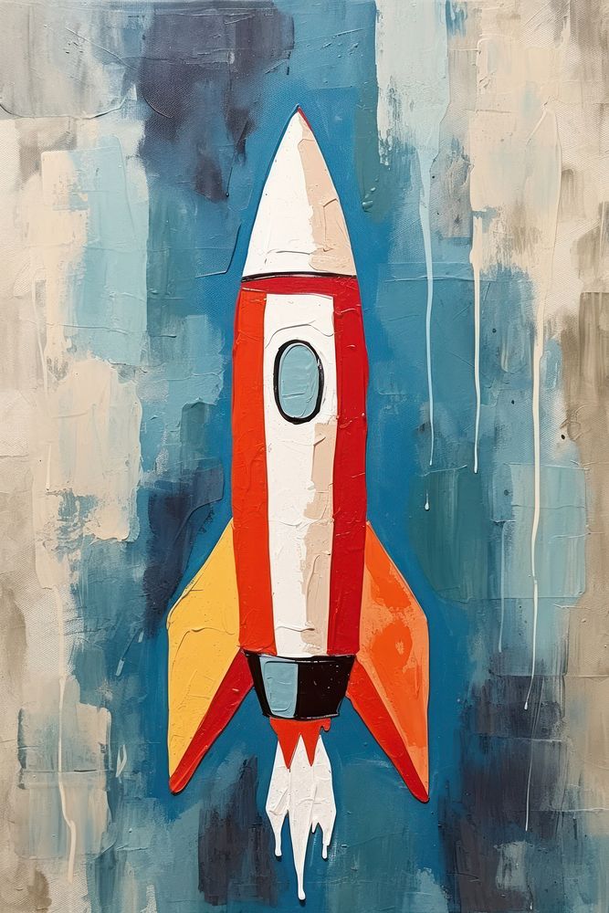 Launching rocket art aircraft painting. 