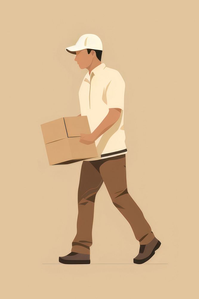 Delivery man cardboard adult delivering. AI generated Image by rawpixel.