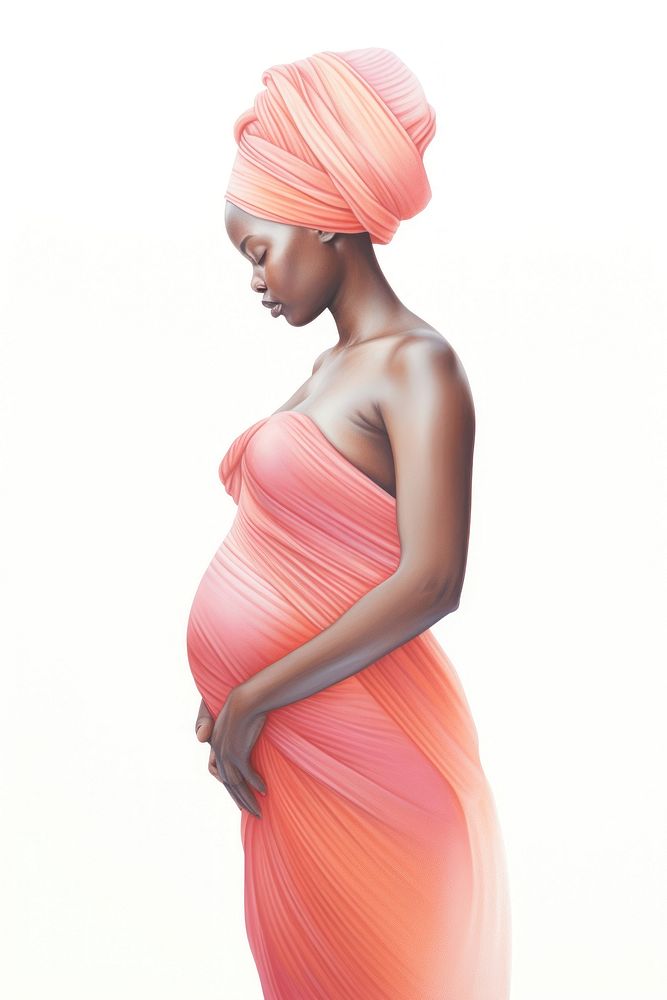 African woman pregnancy adult white background anticipation. AI generated Image by rawpixel.