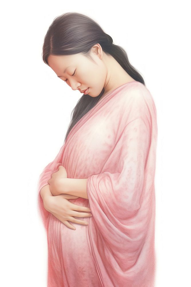 Asia woman pregnancy portrait adult white background. AI generated Image by rawpixel.