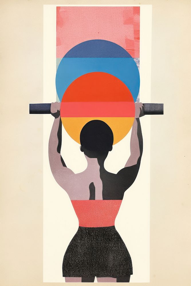 Woman using dumbell art painting creativity. AI generated Image by rawpixel.
