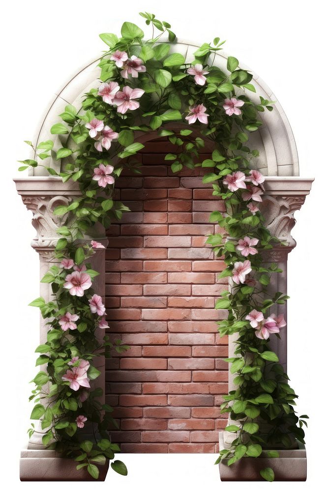 Flower brick arch architecture. AI generated Image by rawpixel.