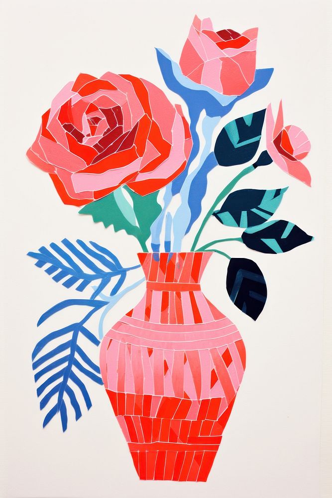 Vase rose painting pattern. AI generated Image by rawpixel.