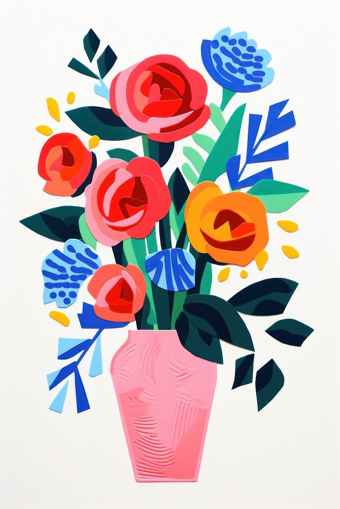 Rose vase painting pattern. 