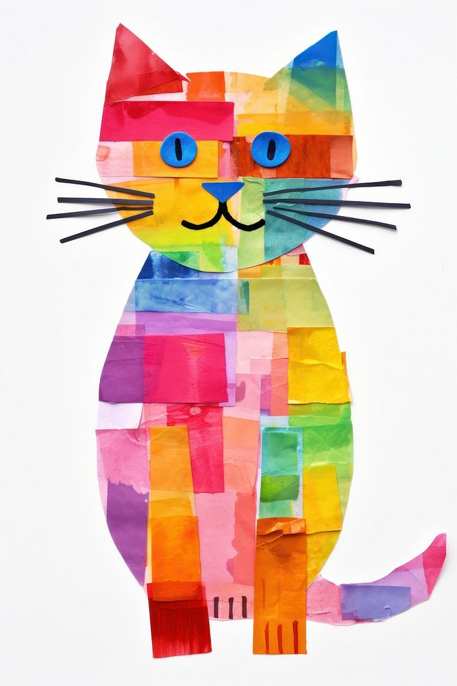Cat painting collage mammal. AI generated Image by rawpixel.