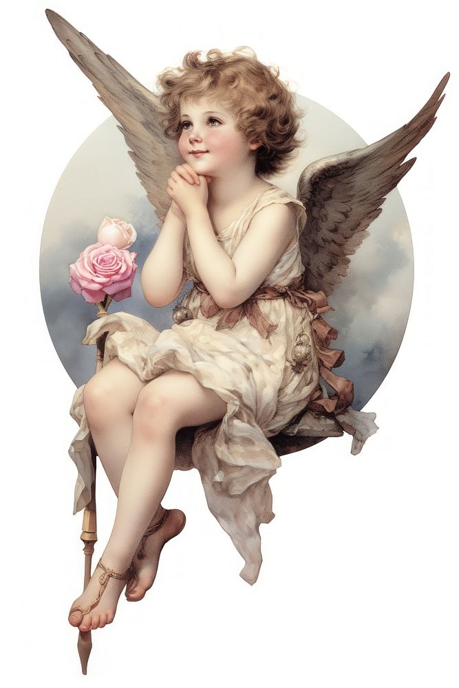 A little child angle angel cupid white background. AI generated Image by rawpixel.