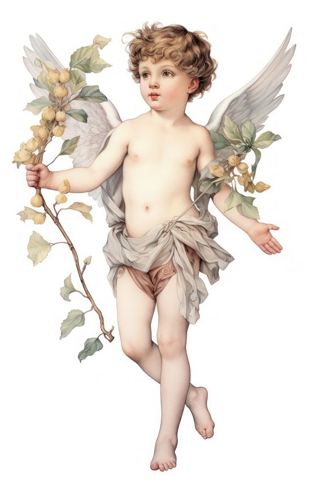 A child angel cupid cute white background. AI generated Image by rawpixel.