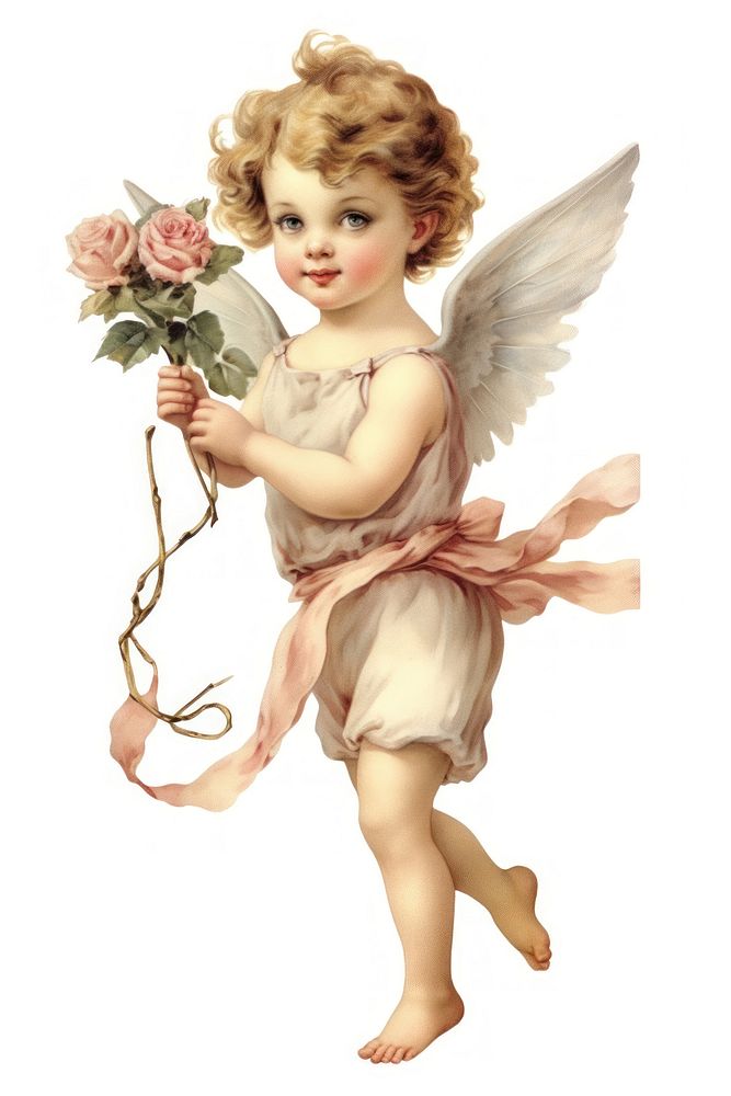 A child angel flower cupid cute. AI generated Image by rawpixel.