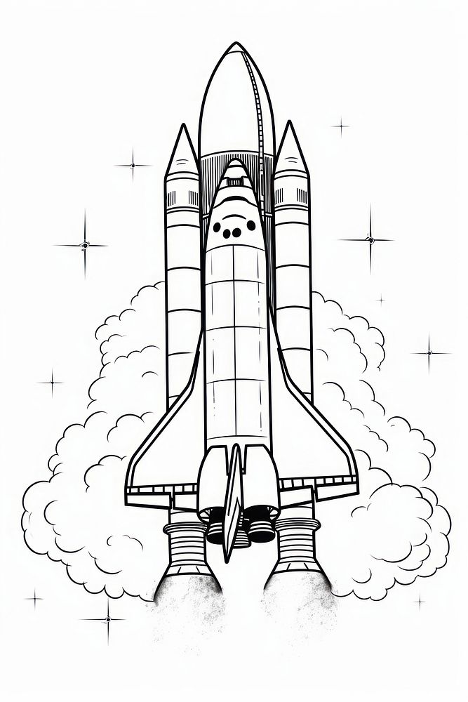 Space shuttle drawing aircraft airplane. AI generated Image by rawpixel.