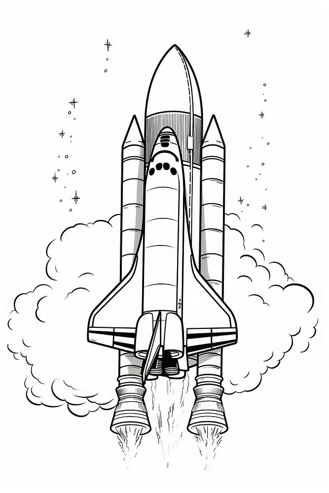Space shuttle drawing aircraft vehicle. AI generated Image by rawpixel.