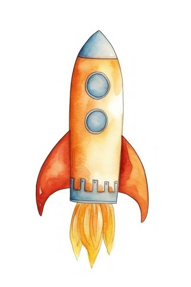Rocket cartoon water white background. AI generated Image by rawpixel.