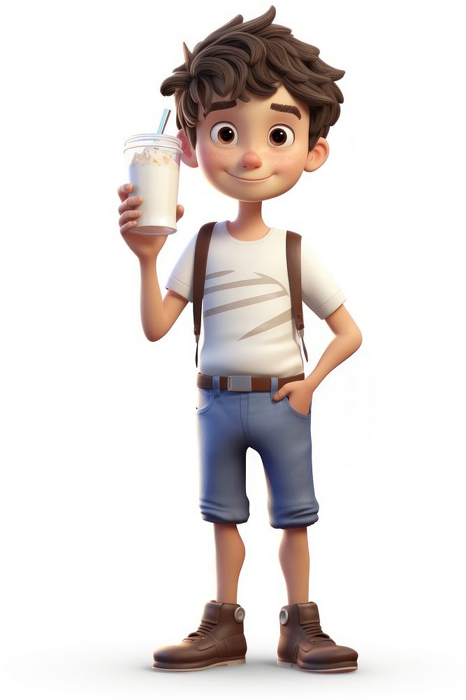 Drinking some milk cartoon white background refreshment. AI generated Image by rawpixel.
