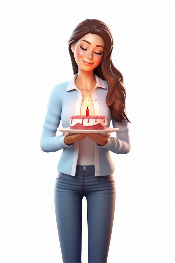 Woman holding cake smiling dessert cartoon. AI generated Image by rawpixel.
