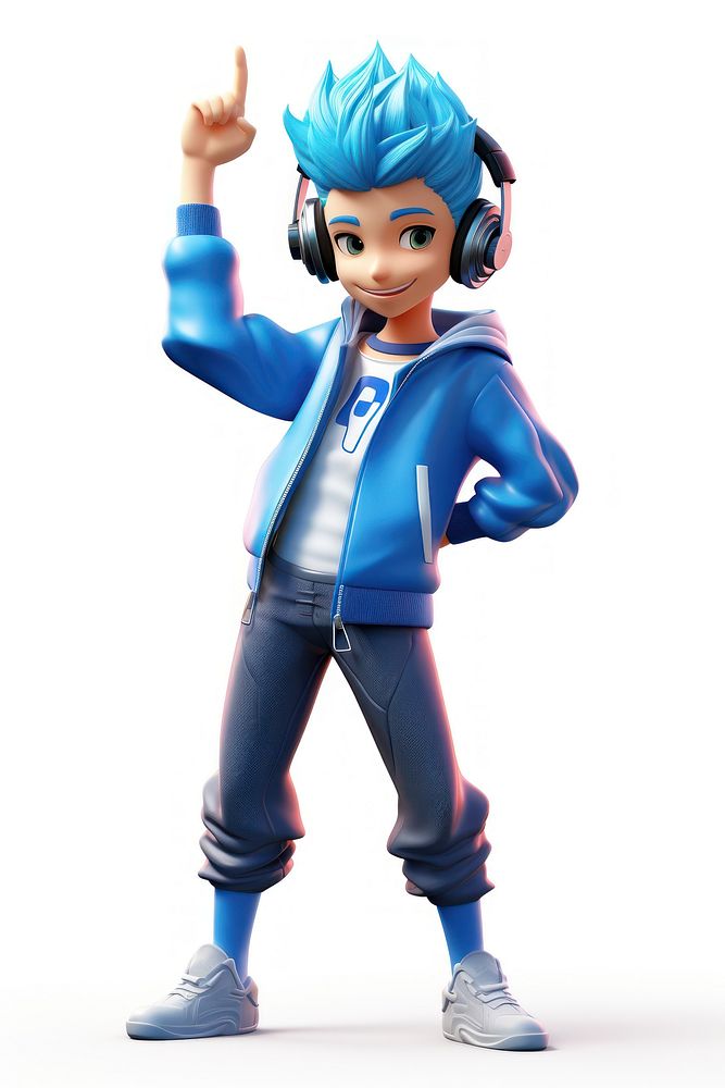 Idol singer figurine cartoon blue. AI generated Image by rawpixel.