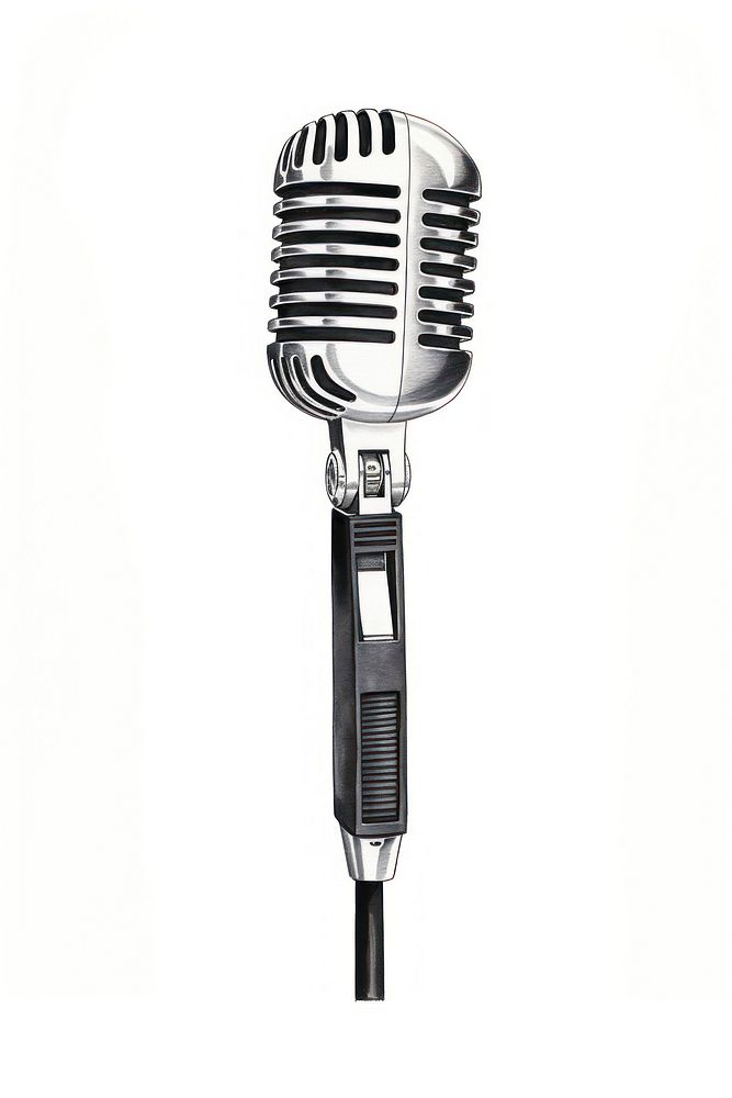 Black microphone white background performance technology. AI generated Image by rawpixel.