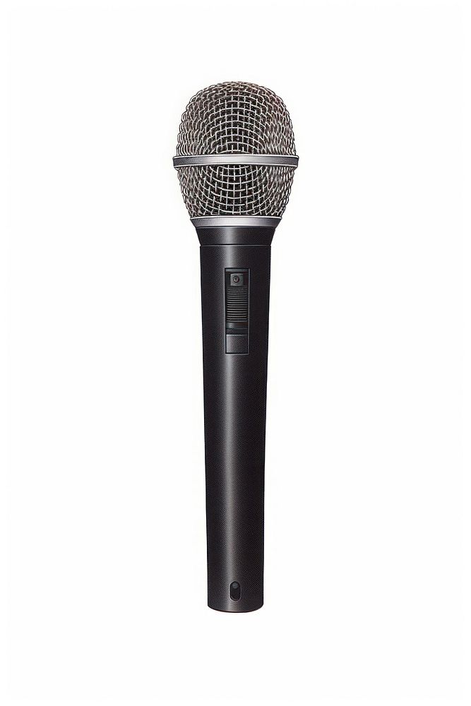Black microphone white background performance technology. AI generated Image by rawpixel.