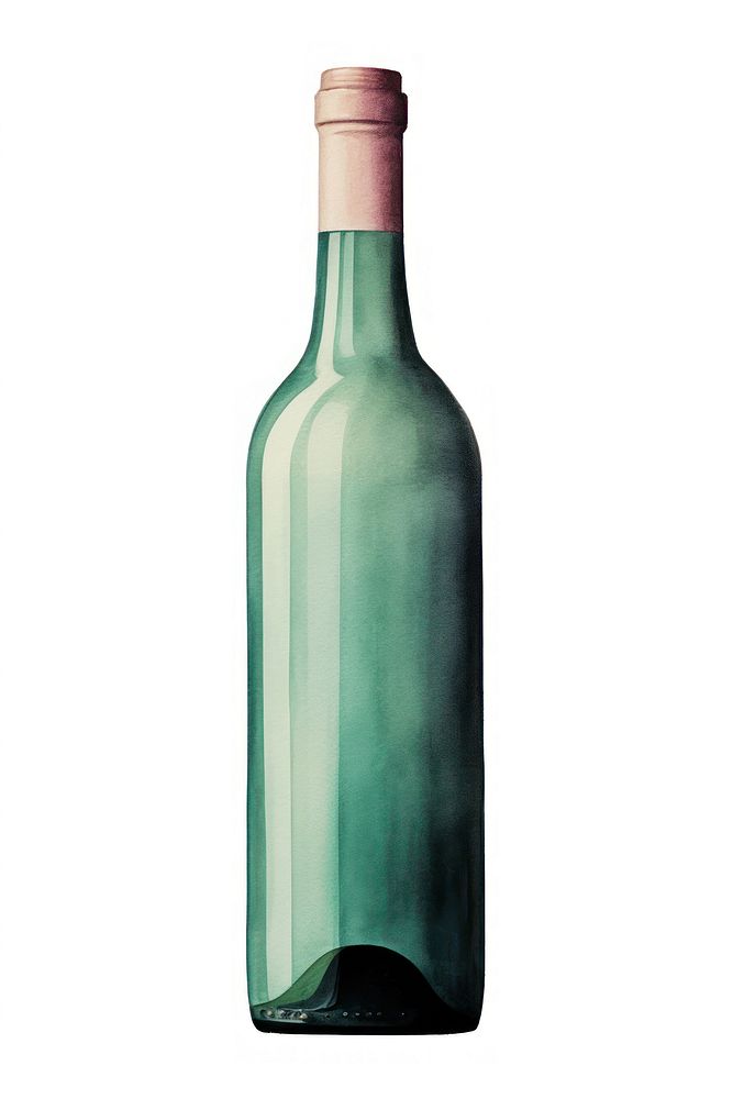 Wine bottle glass drink white background. AI generated Image by rawpixel.
