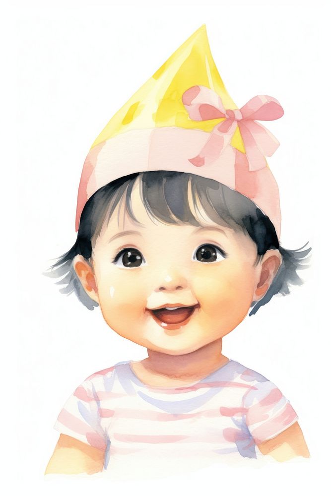 Baby girl birthday portrait smiling cartoon. AI generated Image by rawpixel.