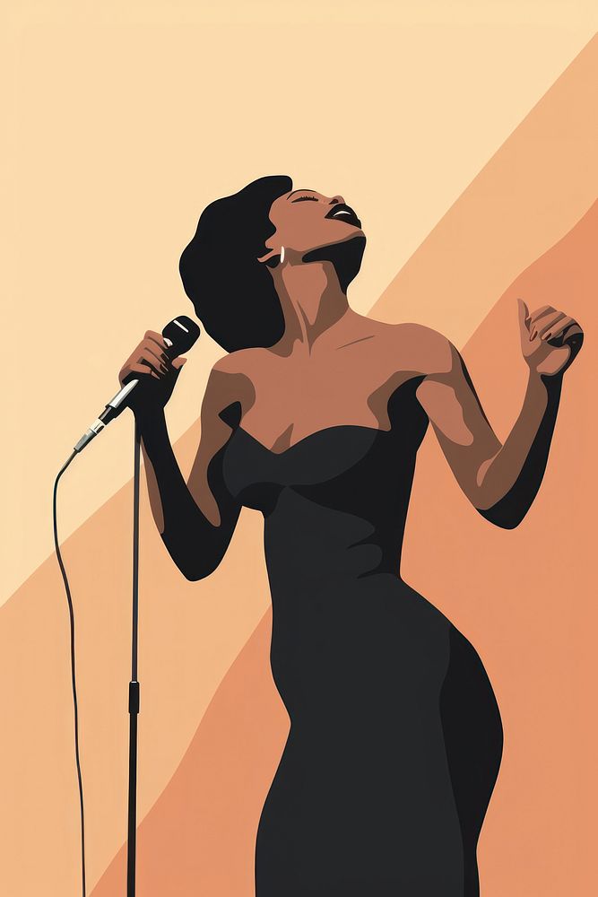 Black woman singing microphone adult face. AI generated Image by rawpixel.
