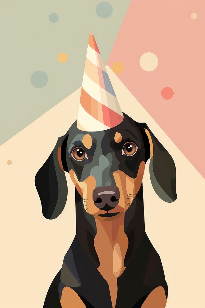 Dachshund party mammal animal hat. AI generated Image by rawpixel.