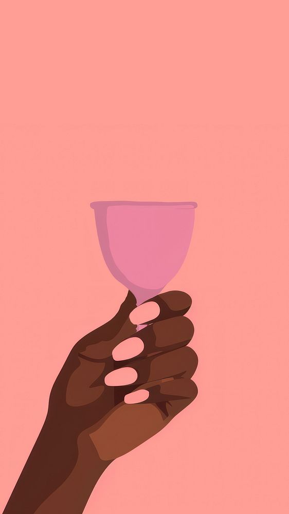 Menstrual cup finger hand holding. 