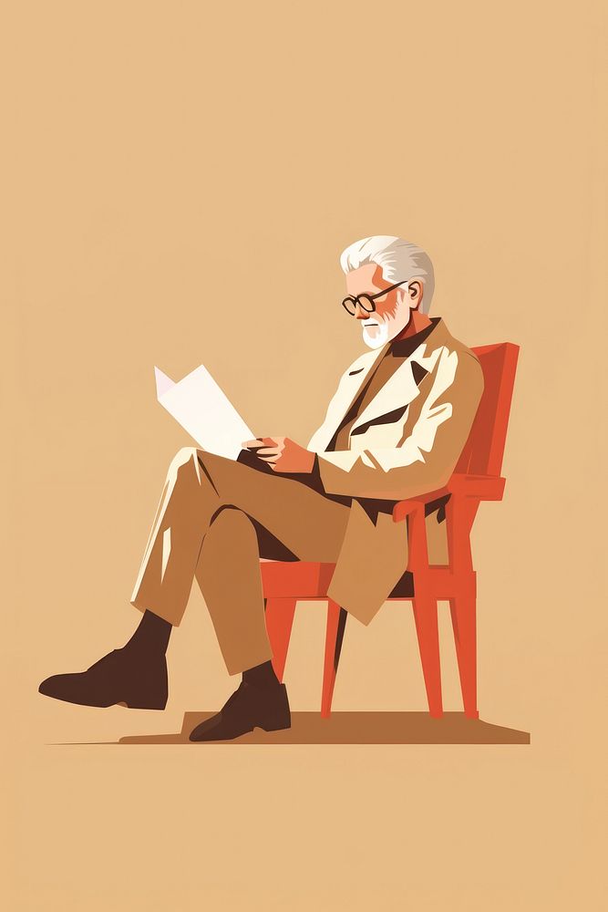 Read a book glasses sitting reading. AI generated Image by rawpixel.