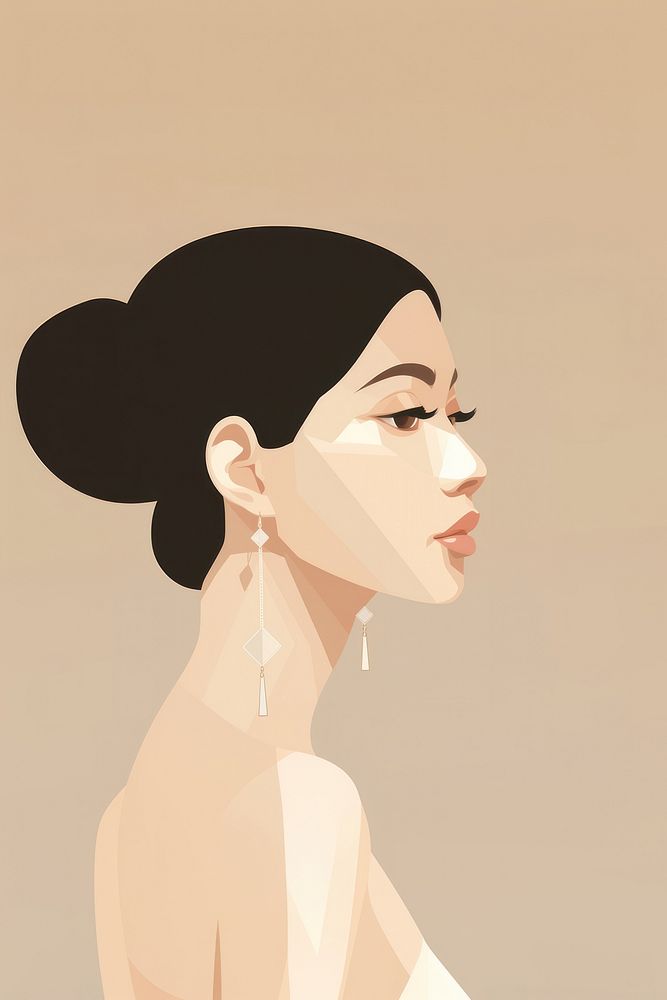 Woman wearing earring portrait jewelry adult. AI generated Image by rawpixel.