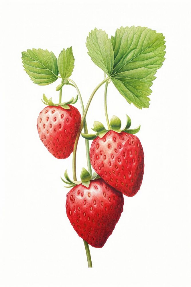 Strawberries bush plant strawberry fruit food. AI generated Image by rawpixel.