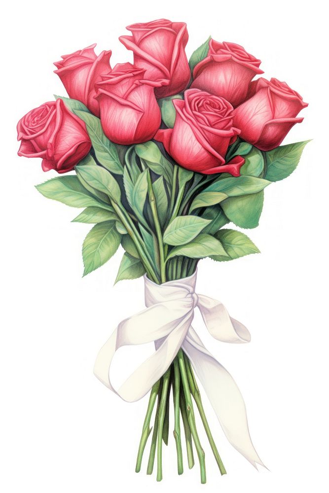 Red roses bouquet flower plant white background. 