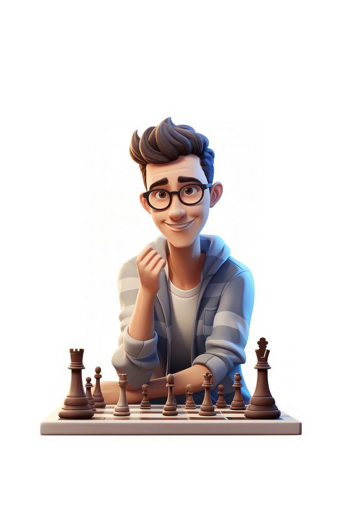 Chess cartoon game white background. AI generated Image by rawpixel.