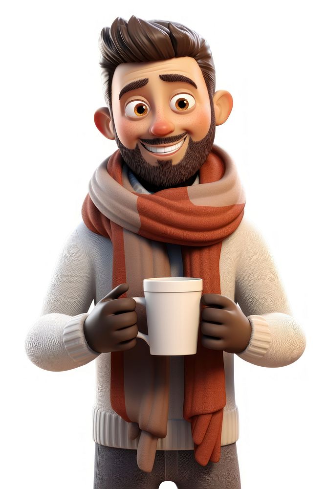 Scarf cup smiling cartoon. AI generated Image by rawpixel.