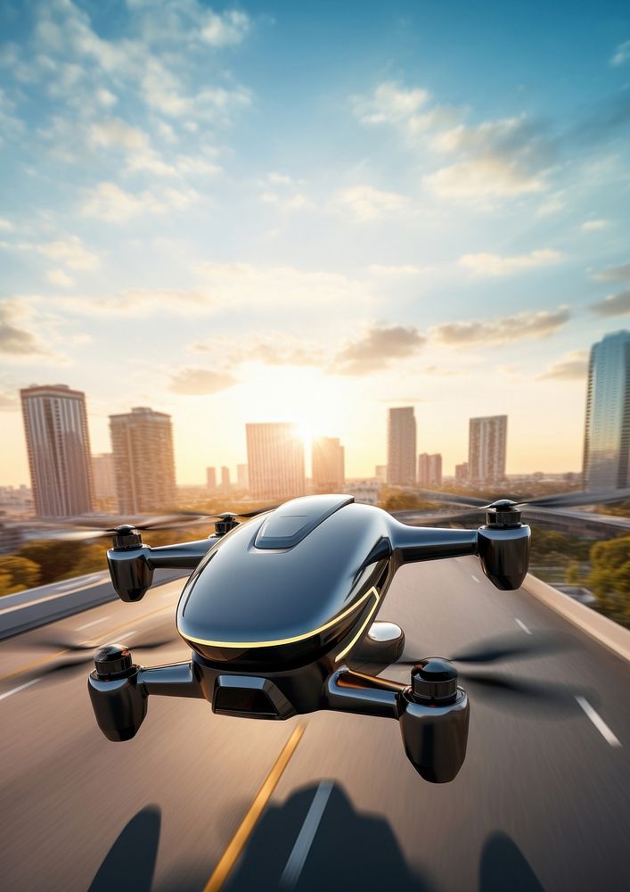 Aerial Drone view architecture aircraft vehicle. AI generated Image by rawpixel.