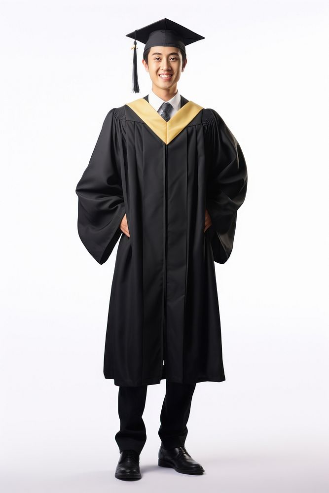 A plain-looking graduate man graduation overcoat portrait. AI generated Image by rawpixel.
