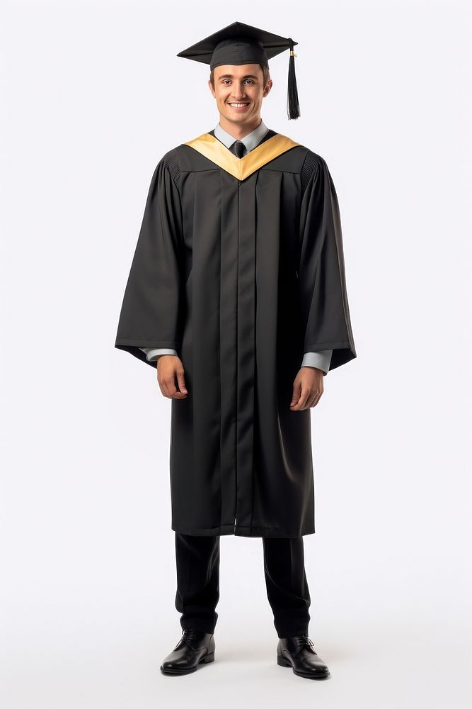 A plain-looking graduate white man graduation overcoat portrait. AI generated Image by rawpixel.