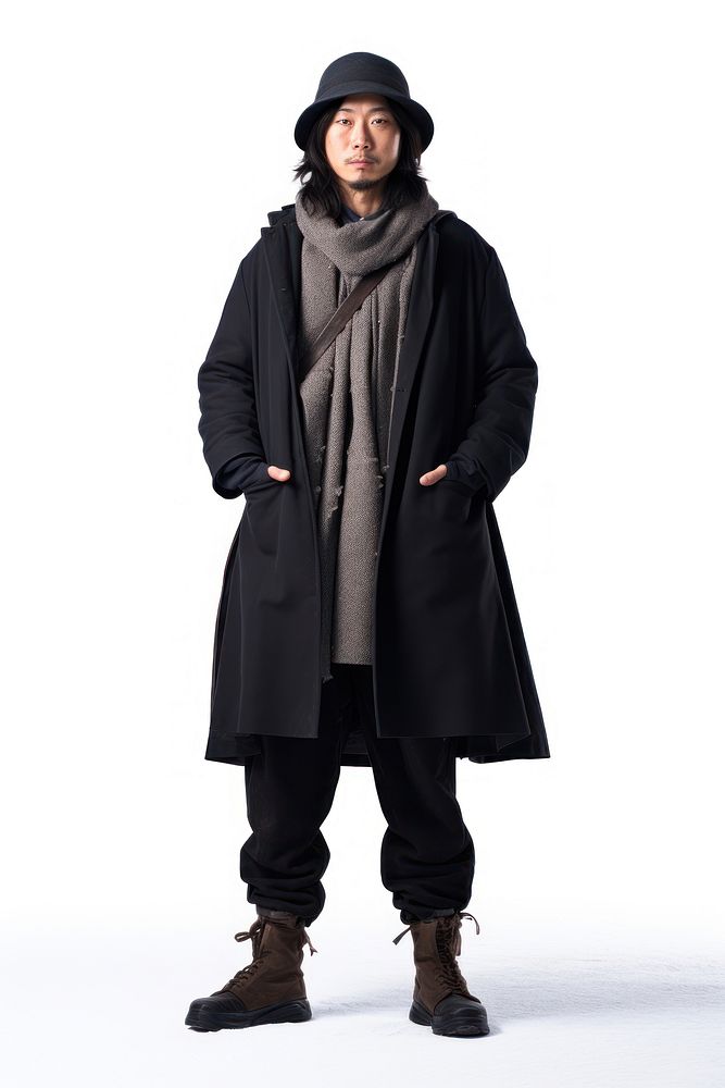 A plain-looking japanese man overcoat footwear portrait. AI generated Image by rawpixel.