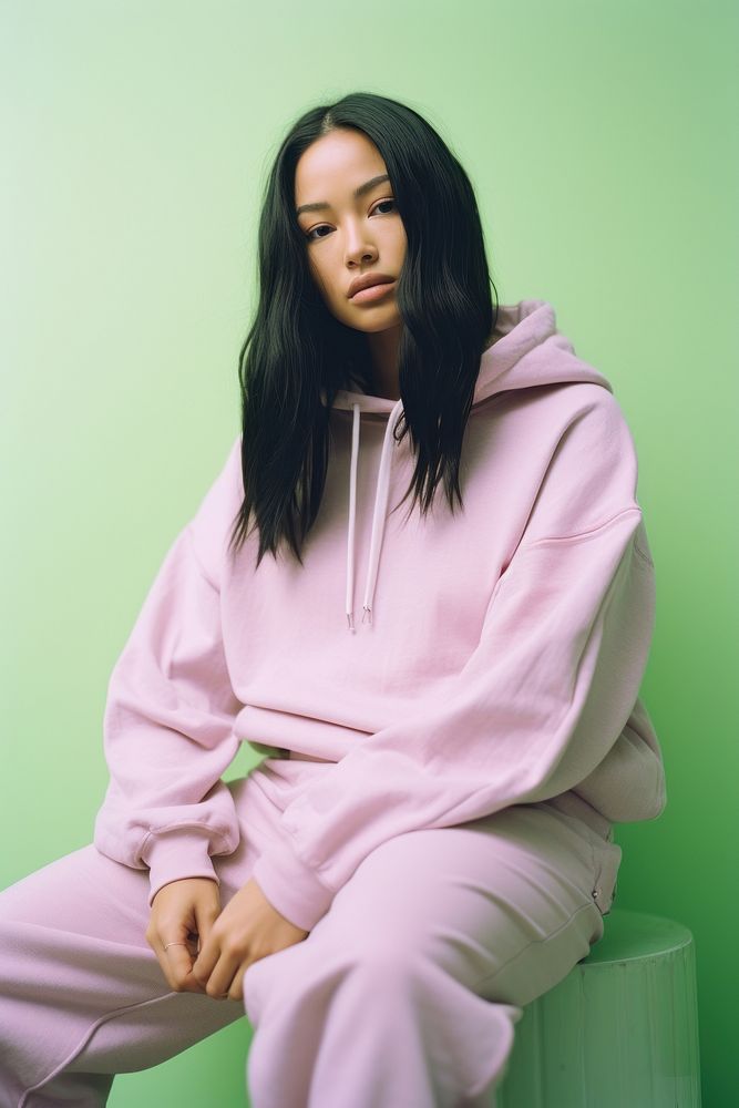 Asian mixed race photography sweatshirt portrait. 