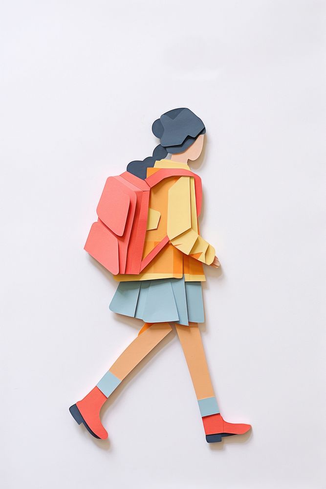 Paper origami walking art. AI generated Image by rawpixel.