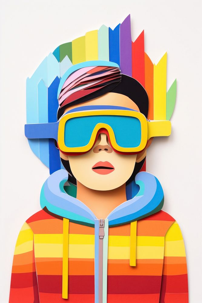 Kid wearing VR glasses painting portrait art. AI generated Image by rawpixel.