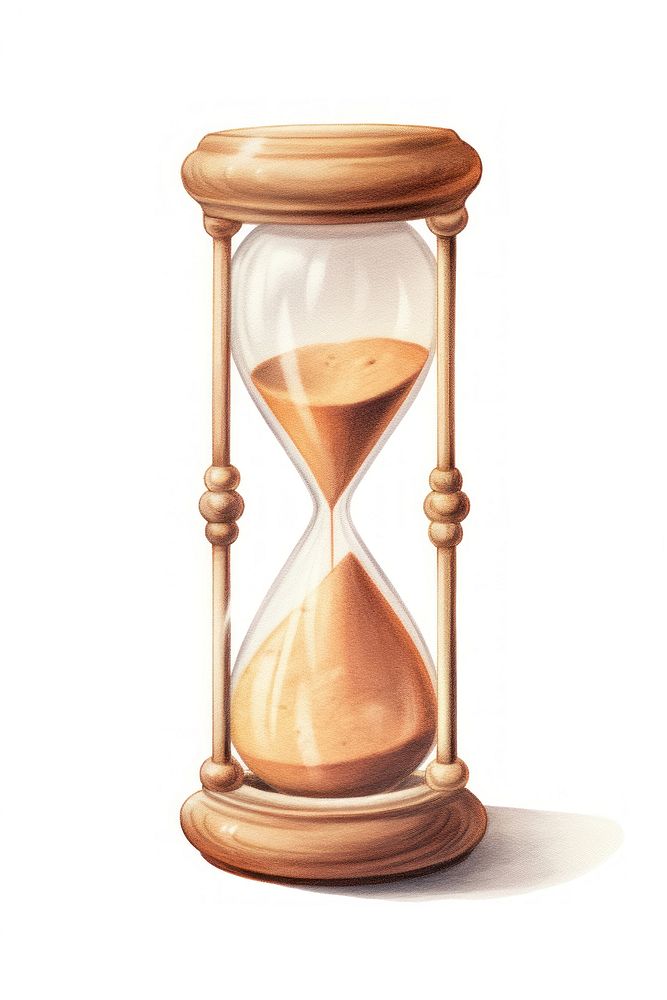 Sand timer white background furniture hourglass. AI generated Image by rawpixel.