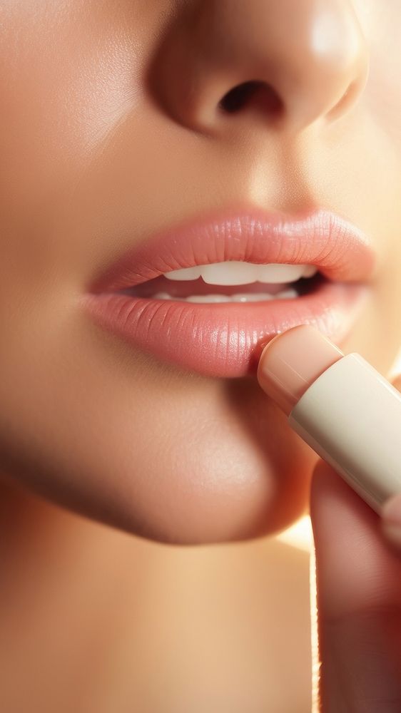 Woman holding lip balm cosmetics lipstick adult. AI generated Image by rawpixel.