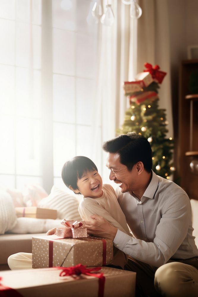Christmas cheerful smiling father. AI generated Image by rawpixel.