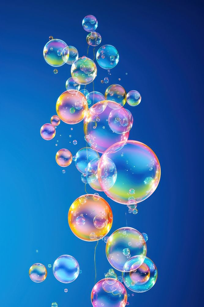 Soap bubbles blue blue background lightweight. 