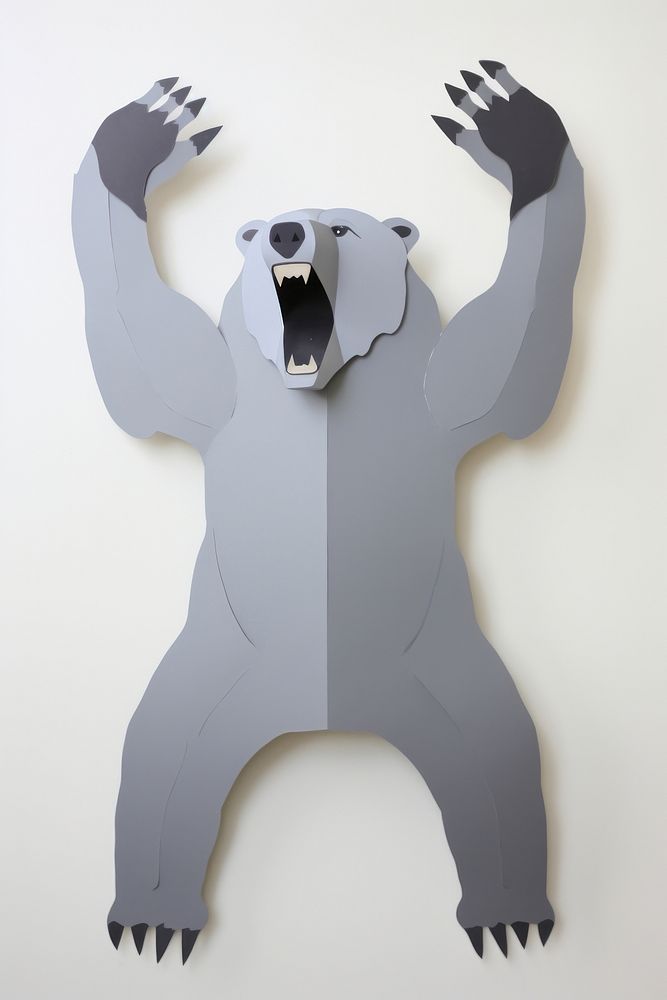 Flat paper aggressive bear mammal art representation. AI generated Image by rawpixel.