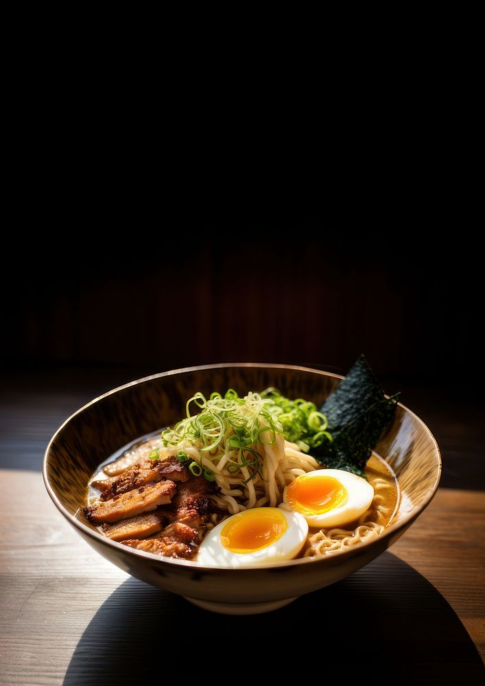 Japanese tonkatsu ramen meal meat food. 