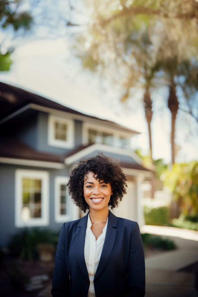 African american female portrait smiling estate. AI generated Image by rawpixel.