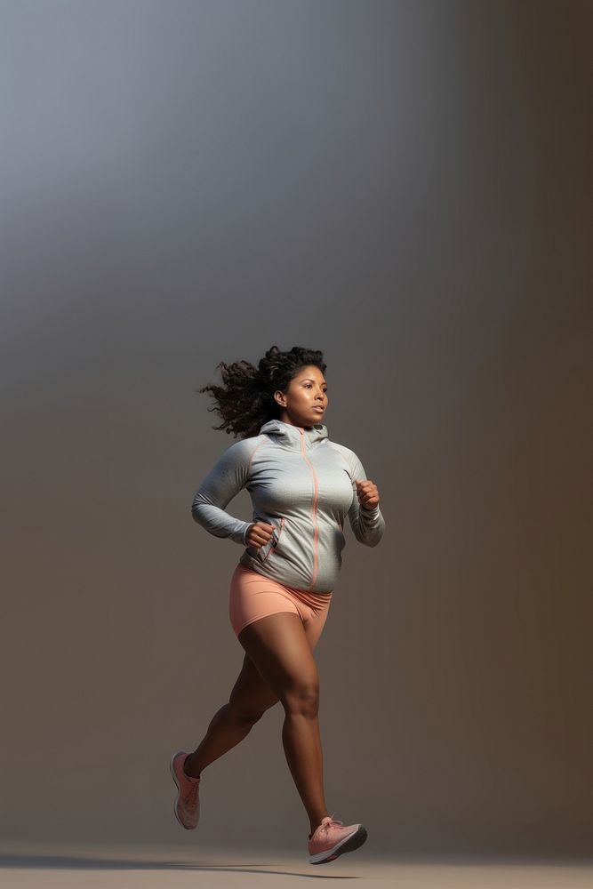 African american chubby running dancing jogging. AI generated Image by rawpixel.