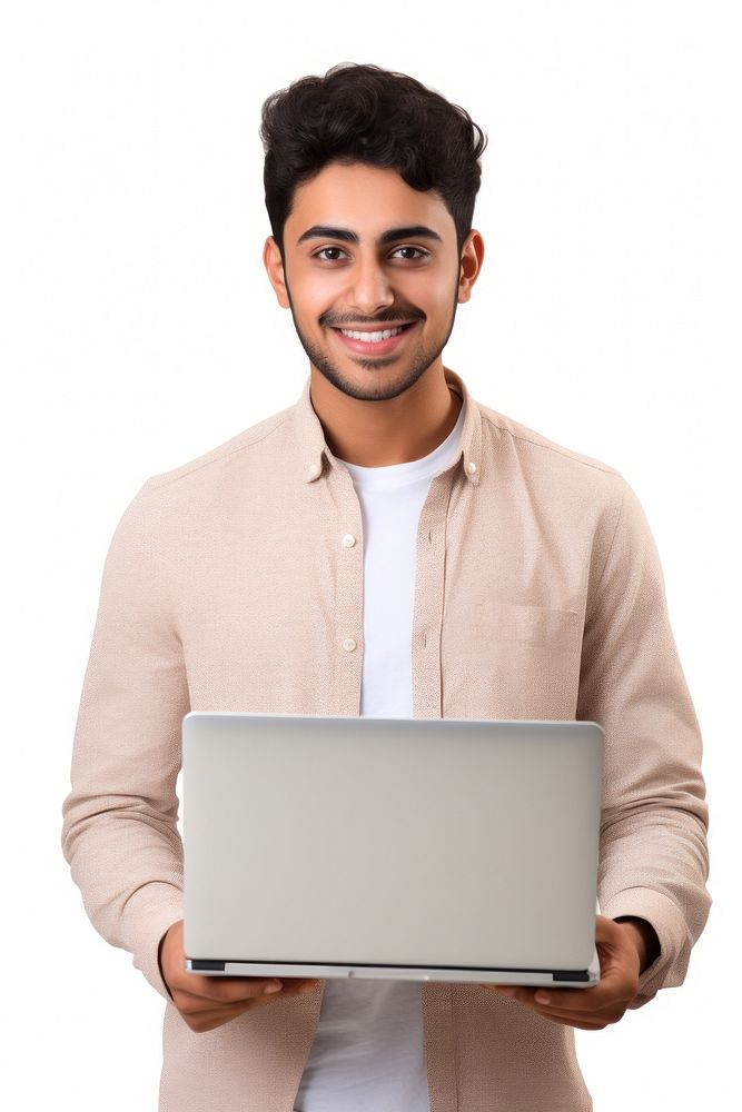Student using a laptop computer portrait smile. AI generated Image by rawpixel.