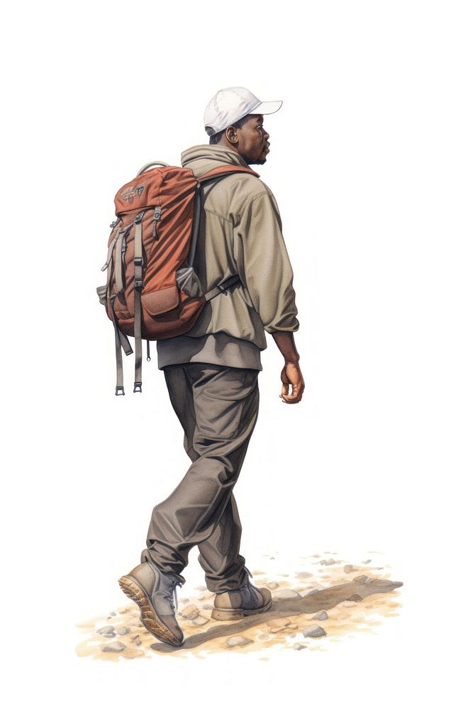 Black Male Hiker backpack footwear walking. AI generated Image by rawpixel.