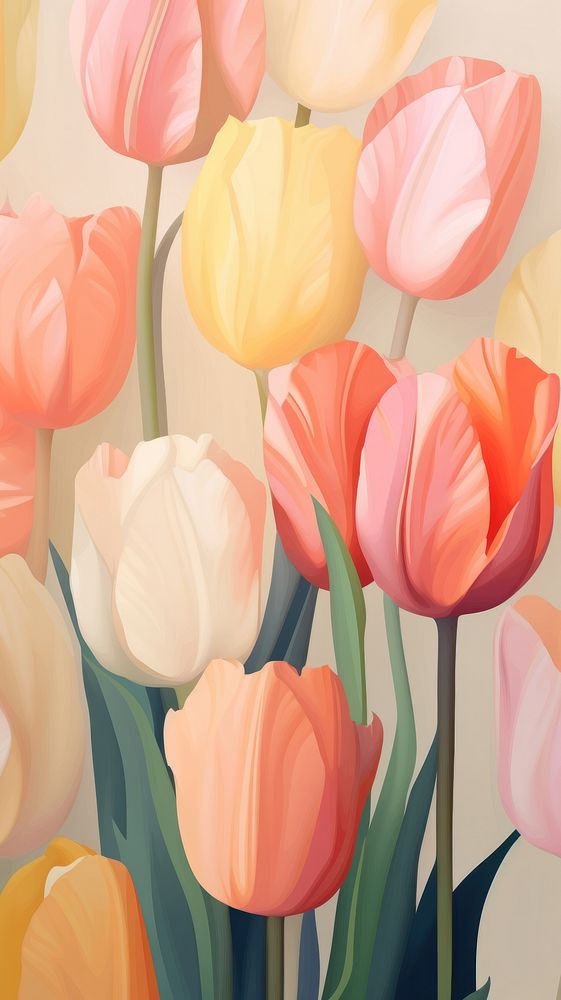Wallpaper pattern tulip art painting